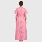 Women's Pink V-Neck Tie-Dye Kaftan Nighty, Light Pink, small
