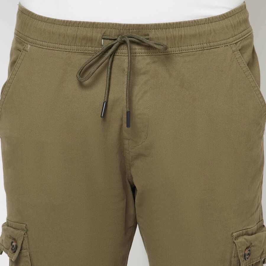 Solid Cargo Casual Trousers, Olive, large image number null