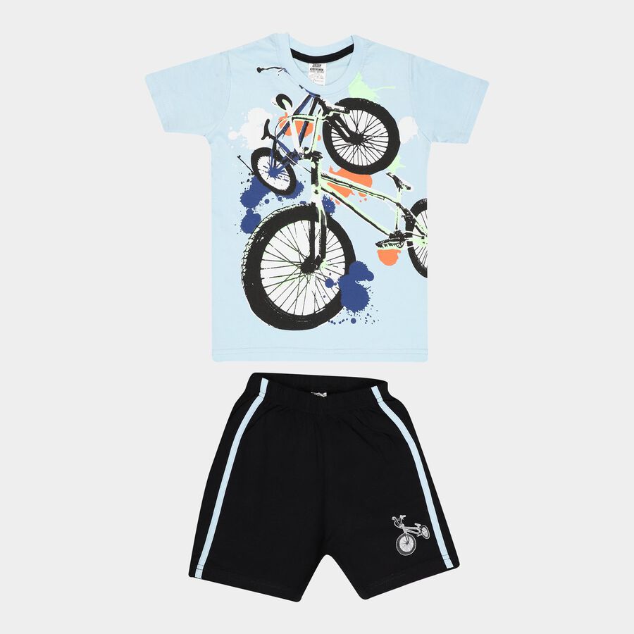 Boys Cotton Baba Suit, Light Blue, large image number null