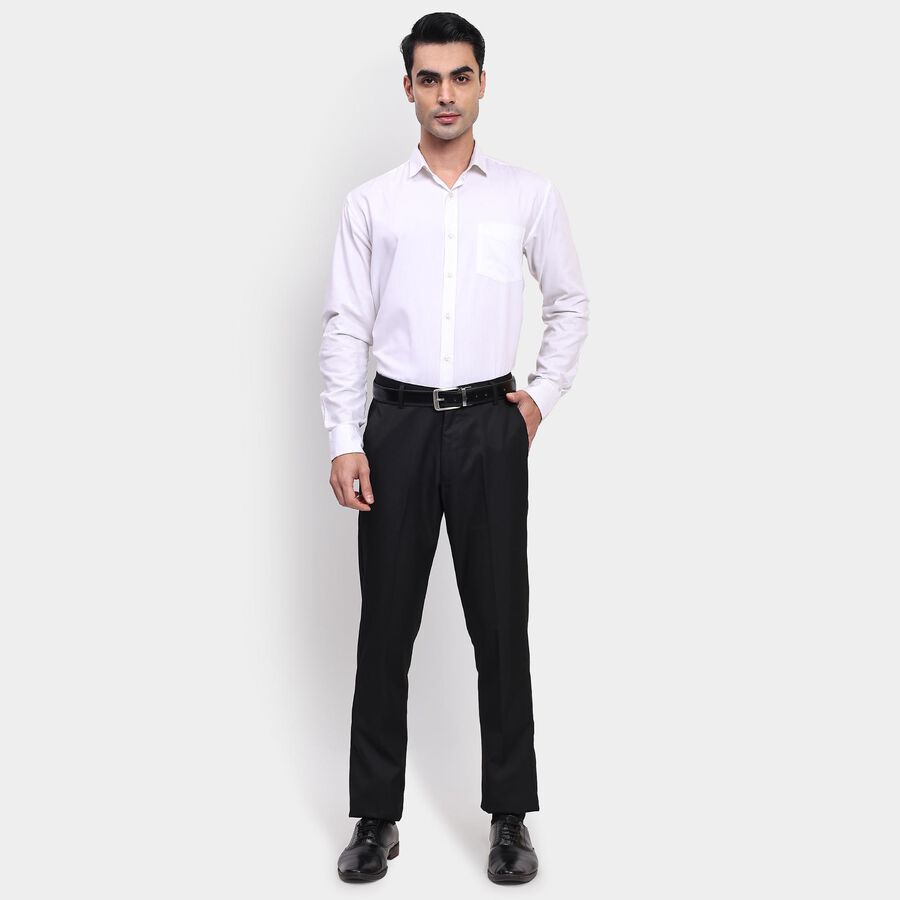 Men's Slim Fit Formal Trousers, काला, large image number null