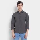 Solid Casual Shirt, Dark Grey, small image number null