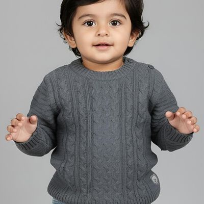 Infants Dark Grey Crew Neck Classic Pullover