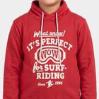 Boys' Red Funnel Neck Pullover Sweatshirt, मरून, small
