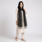 Women's Black Printed Dupatta, काला, small