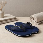 Men's Navy Blue Thong Strap Slip-On Flip-Flops, Navy Blue, small
