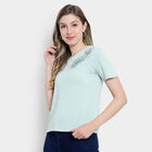 Embellished Round Neck T-Shirt, Light Green, small image number null