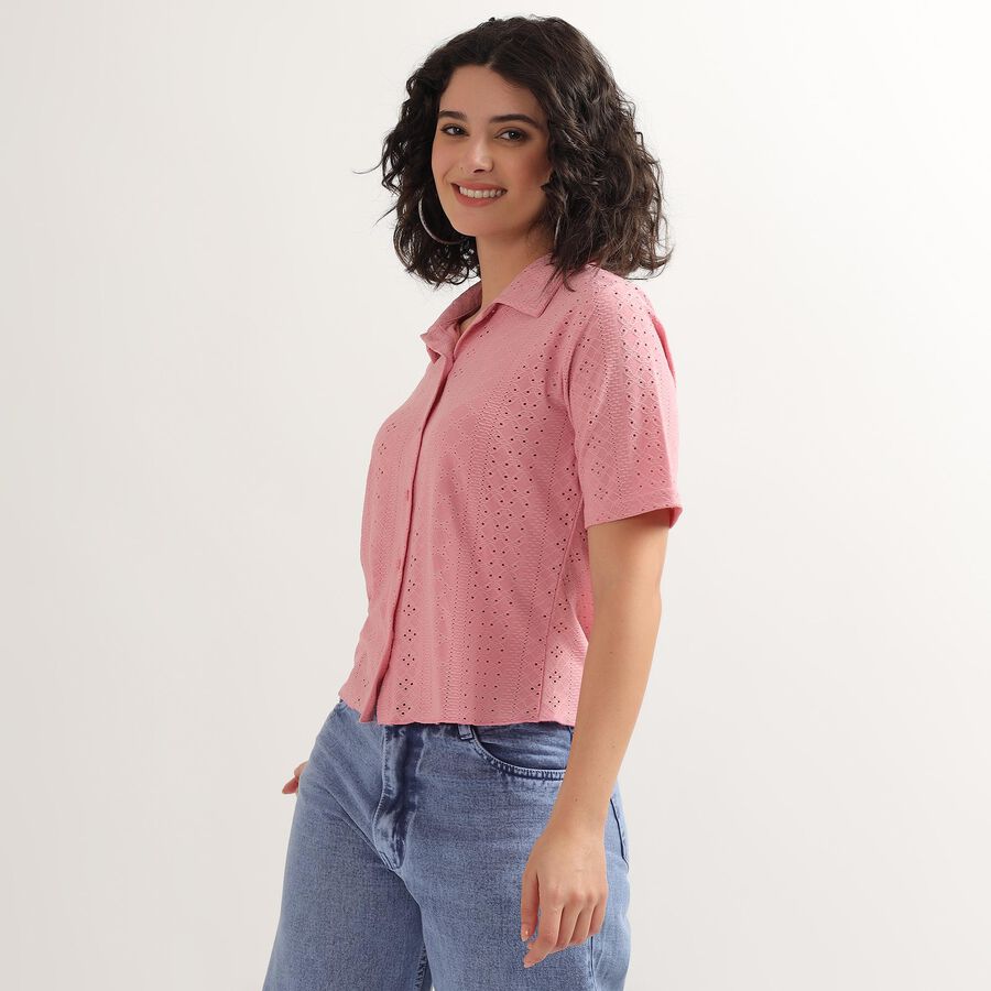 Women's Light Pink Collared Casual Shirt, Purple, large image number null