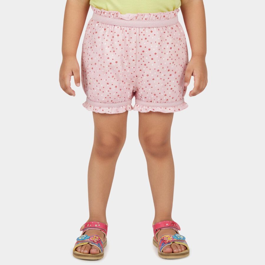 Girls' Pink Regular Fit Printed Bloomers, Light Pink, large