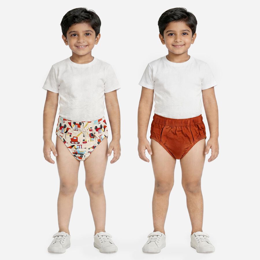 Boys' Beige Regular Fit Solid Briefs, गहरा पीला, large