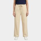 Women's Beige Straight Fit Side-Striped Track Pants, गहरा पीला, small