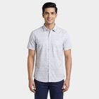 Men's Grey Cotton Spread Collar Casual Shirt, हल्का ग्रे, small