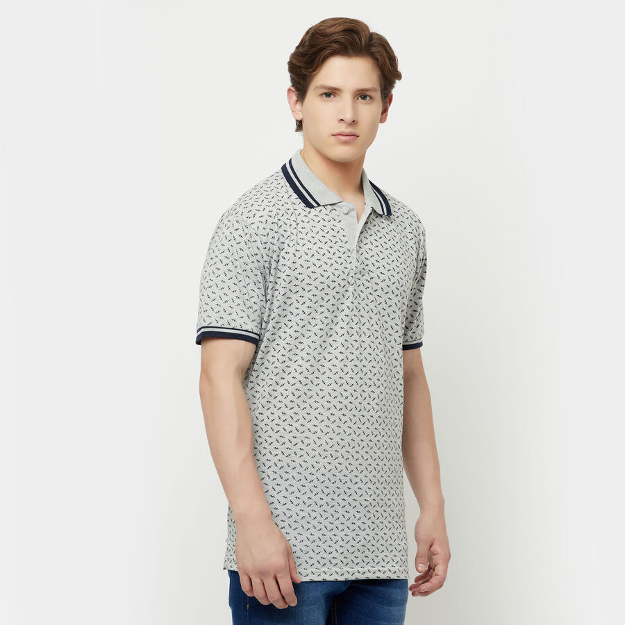Printed Polo Shirt, Light Grey, large image number null