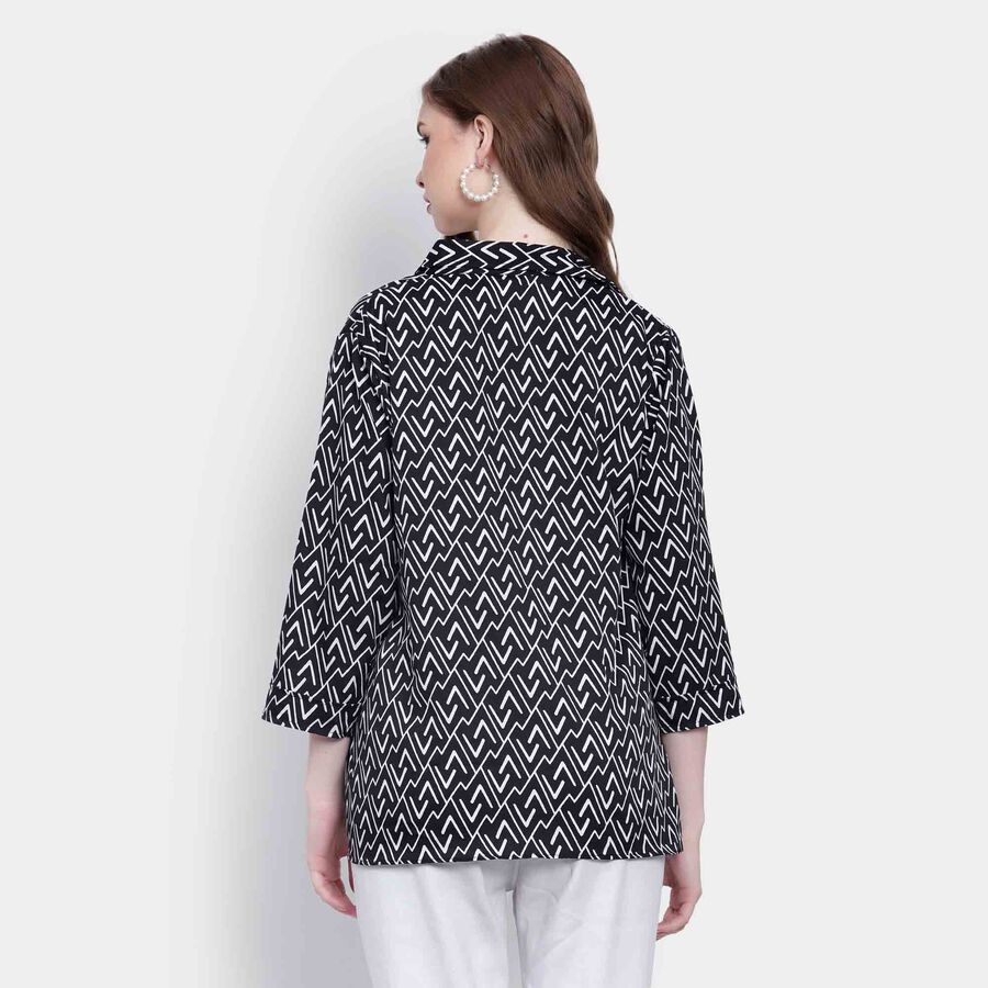Printed Shirt, Black, large image number null
