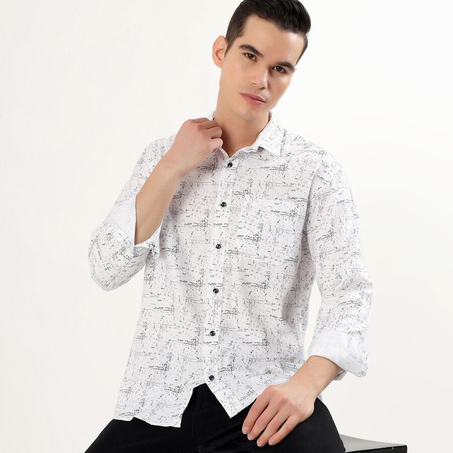 Men's 100% Cotton Casual Shirt, White, large image number null