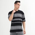 Men's Round Neck Half Sleeves T-Shirt, Black, small