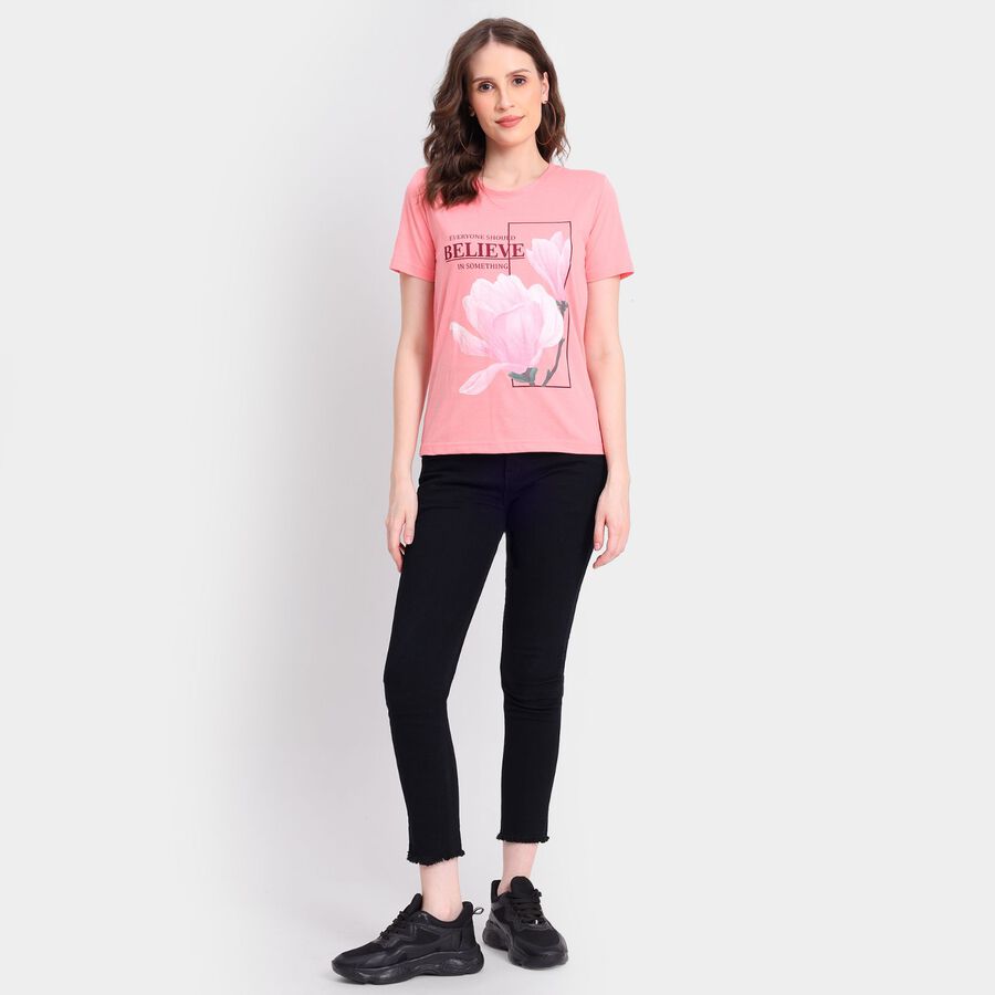 Ladies' Round Neck T-Shirt, Pink, large image number null