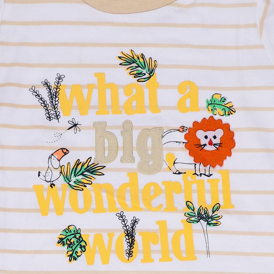 Girls' Pink Cotton Round Neck Casual T-Shirt, Pink, large