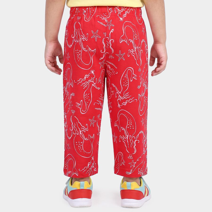 Girls' Pink Straight Fit Printed Capri, गुलाबी, large