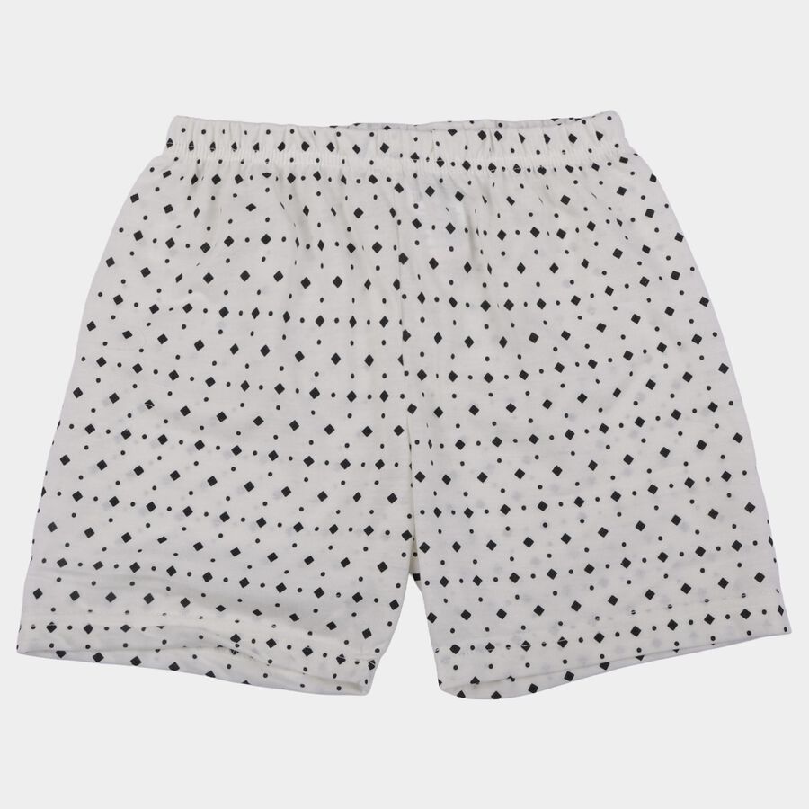 Girls' White Regular Fit Printed Shorts, ऑफ व्हाइट, large