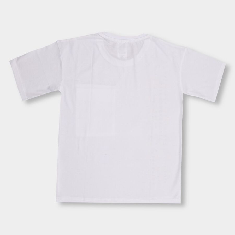 Boys' 100% Cotton Half Sleeves T-Shirt , White, large image number null