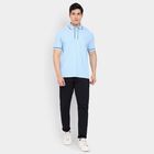 Men's Collared Half Sleeves T-Shirt, Light Blue, small