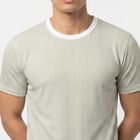 Men's Green Round Neck Striped Regular Drifit T-Shirt, Light Green, small