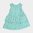 Infants' Teal Regular Fit Floral Printed Layered Frock, Aqua, small