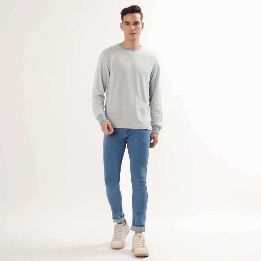 Men's Light Grey Crew Neck Casual T-Shirt, Light Grey, large image number null