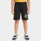 Boys' Black Regular Fit Printed Athletic Bermuda Shorts, चारकोल, small