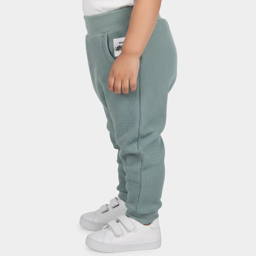 Infants Teal Jogger Waffle Knit Pyjama, टील ब्लू, large