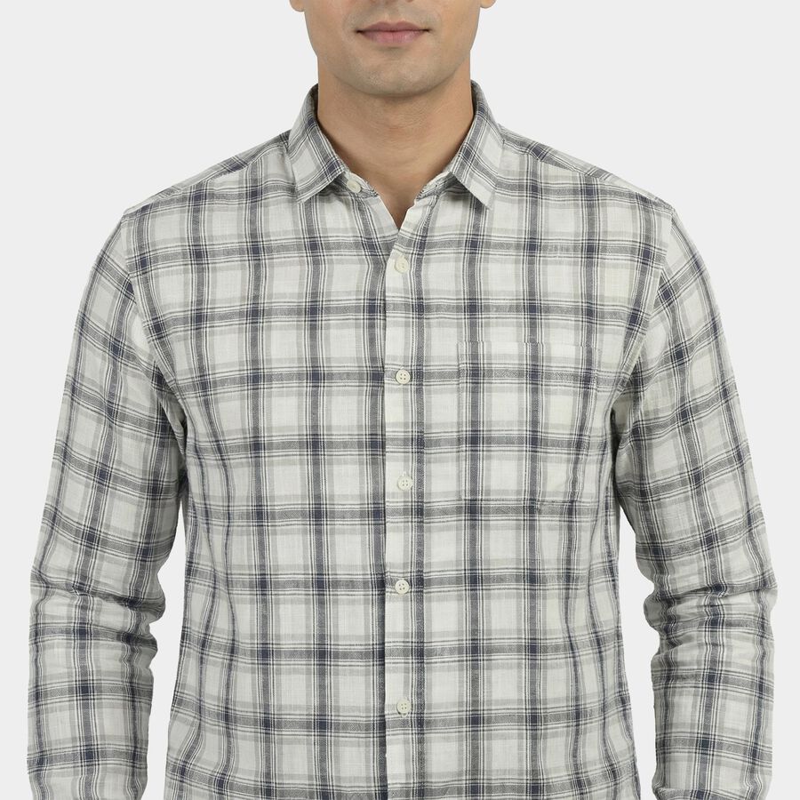 Men's Navy Blue Cotton Casual Shirt, नेवी ब्लू, large