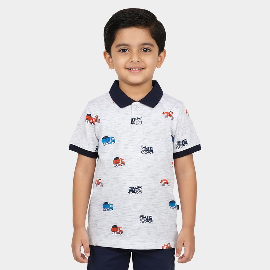 Boys' Half Sleeves T-Shirt, हल्का ग्रे, large