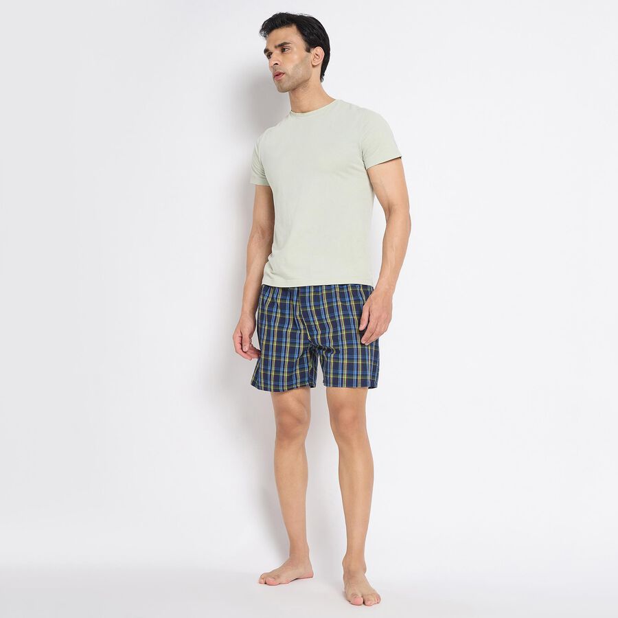 Men's 100% Cotton Boxers, Navy Blue, large