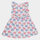 Girls' White Floral Printed Fit and Flare Frock, ऑफ व्हाइट, small