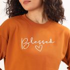 Women's Rust Orange Crew Neck Casual Sweatshirt, Mustard, small image number null