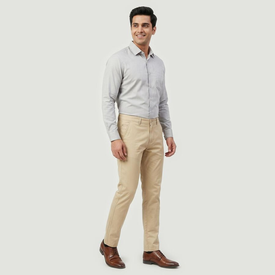 Men's Beige Slim Fit Chino Trousers, गहरा पीला, large