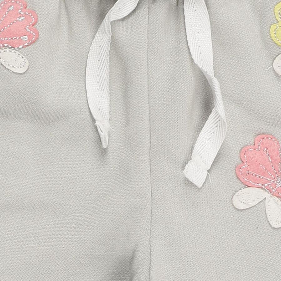 Girls' Light Grey Butterfly Embroidered Elastic Waist Pyjama, हल्का हरा, large image number null