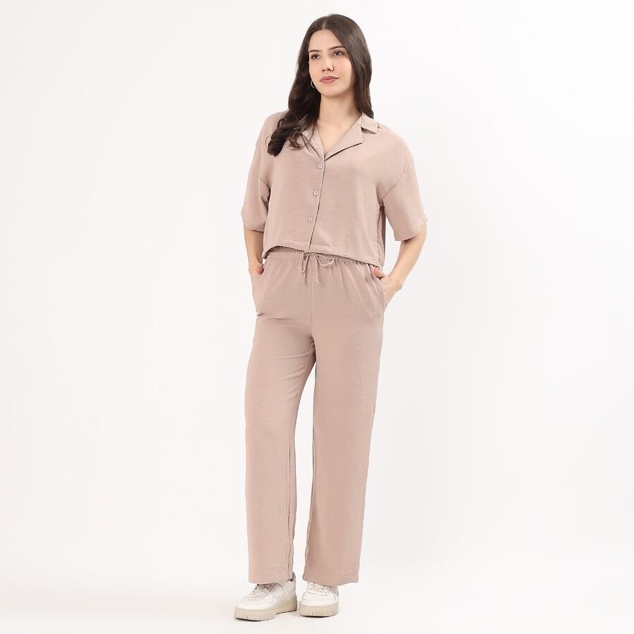 Women's Beige Solid Co-ord Set, Beige, large