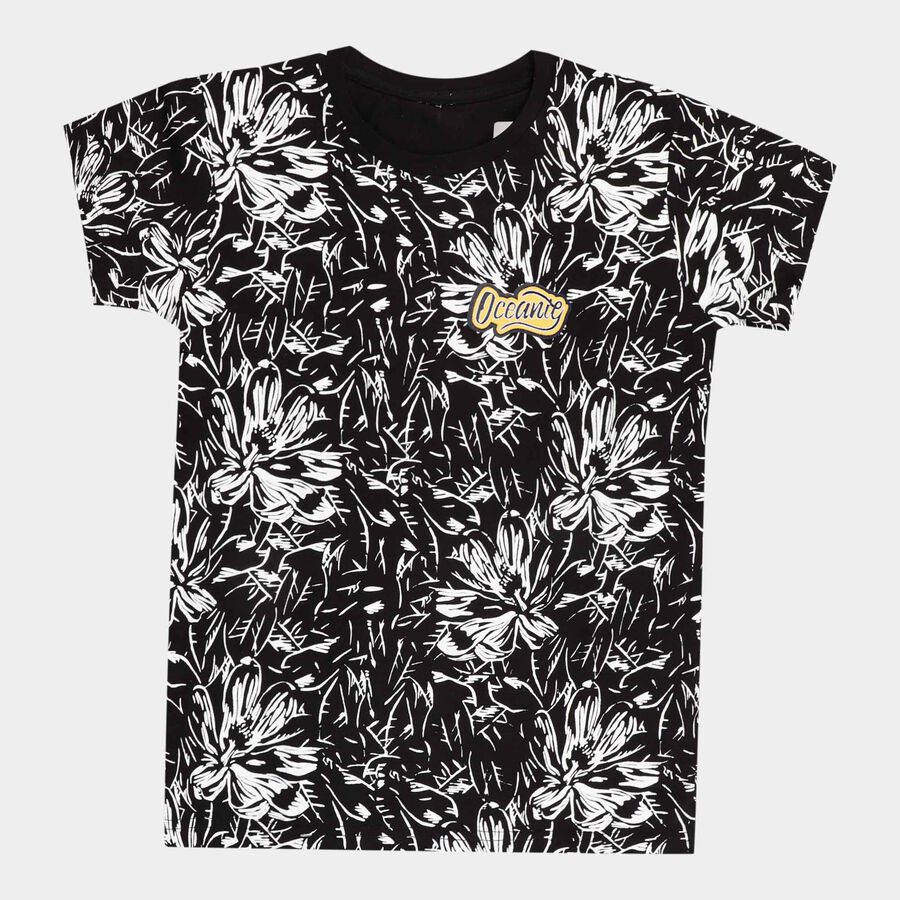 Boys Cotton T-Shirt, Black, large image number null