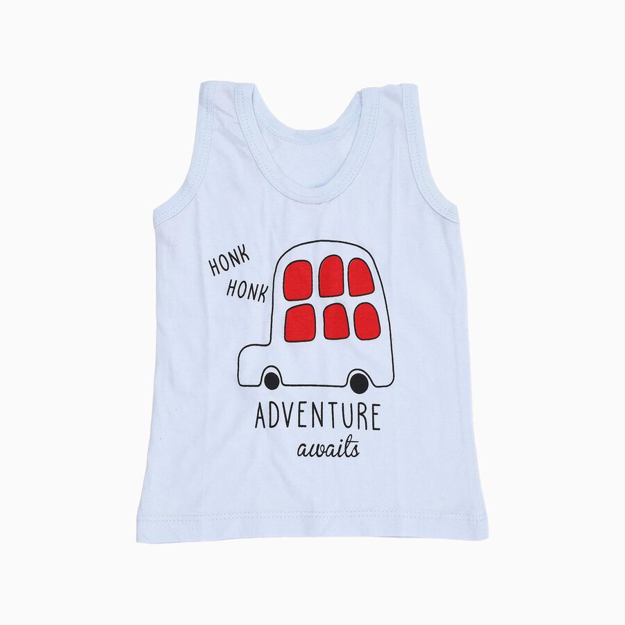 Infants Light Blue Cotton Round Neck Casual Vest, हल्का नीला, large