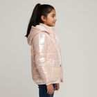 Girls' Light Iridescent Pink Hooded Casual Jacket, Light Pink, small image number null