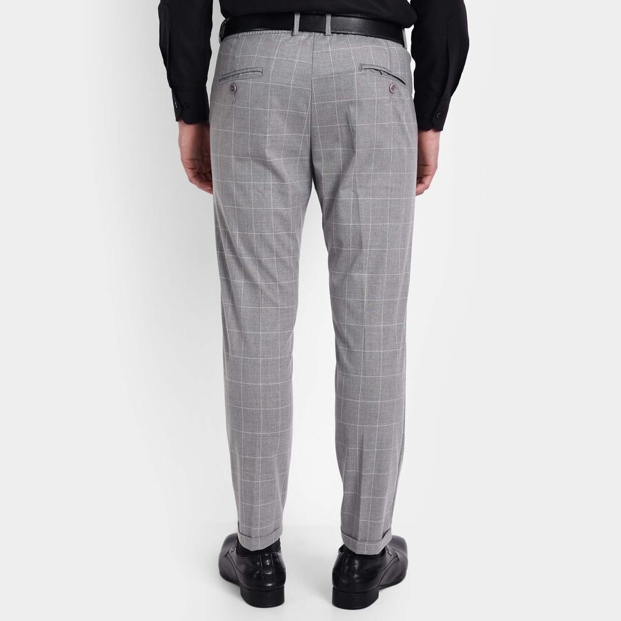 Checks Slim Fit Trousers, Light Grey, large image number null
