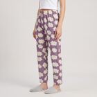 Women Purple Cloud Printed Pyjama, बैंगनी, small