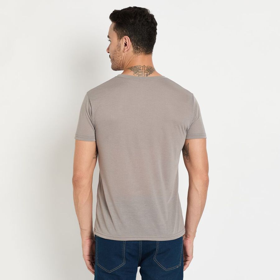 Men's Round Neck Half Sleeves T-Shirt, Dark Grey, large image number null