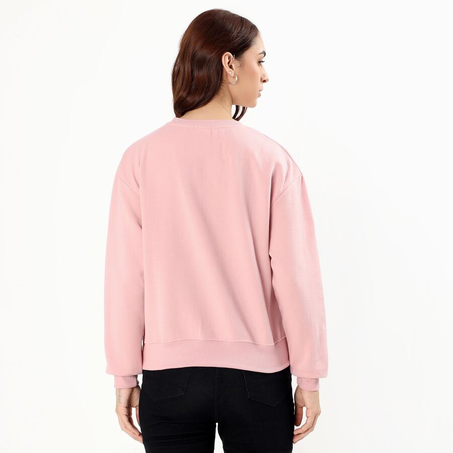 Women's Soft Pink Crew Neck Casual Sweatshirt, Pink, large image number null