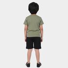 Boys Olive Green Round Neck Textured Baba Suit, ओलिव, small