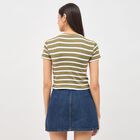 Women's Olive Green Round Neck Crop Top, Olive, small image number null