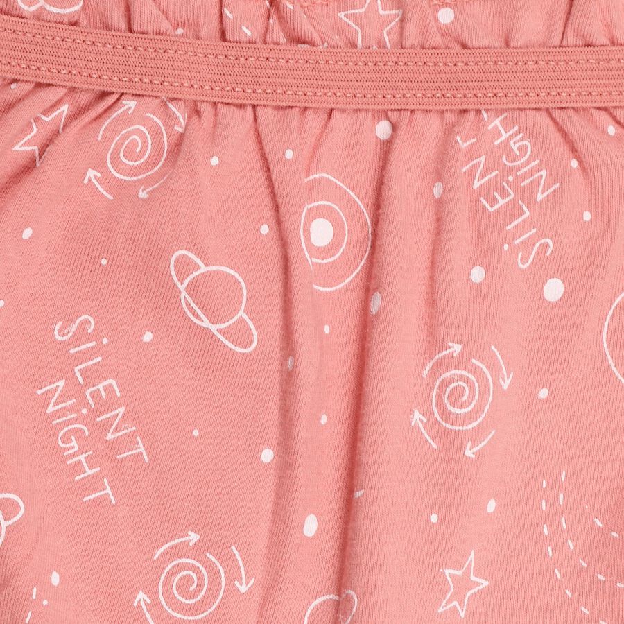Girls' Dusty Rose Regular Fit Printed Bloomers, Peach, large image number null