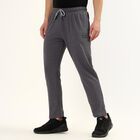 Men's Grey Slim Fit Cuffed Track Pants, गहरा ग्रे, small