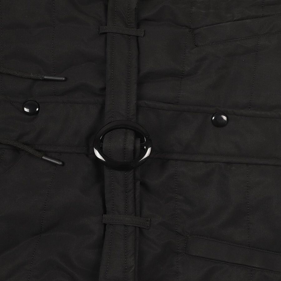 Girls' Jet Black Hooded Casual Jacket, Black, large image number null